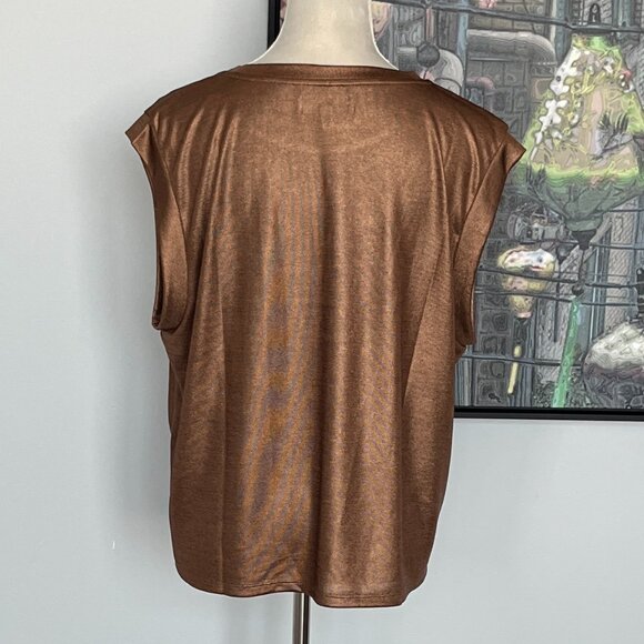 NWT Porridge by Anthropologie Bronze Shine Muscle Tee XL - Picture 3 of 5